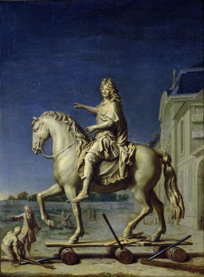 Transporting the Equestrian Statue of Louis XIV to the Place Vendome in 1699, after 1669 by René Antoine Houasse