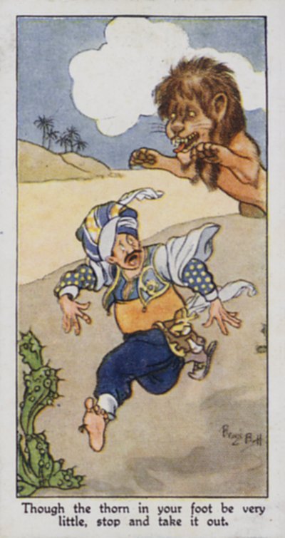 Eastern Proverb: Though the thorn in your foot be very little, stop and take it out by René Bull