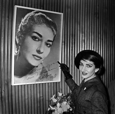 Soprano Maria Callas Signing One of Her Posters at Orly Paris Airport Before Going to Chicago January 16 by René Saint Paul