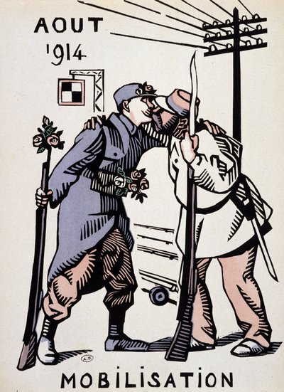 August 1914, Mobilization - drawing by Herman Paul, in 