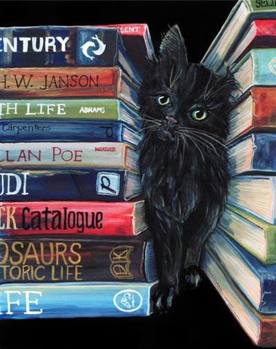 Curious Library Cat by Renee Machan Cottagecore Artist