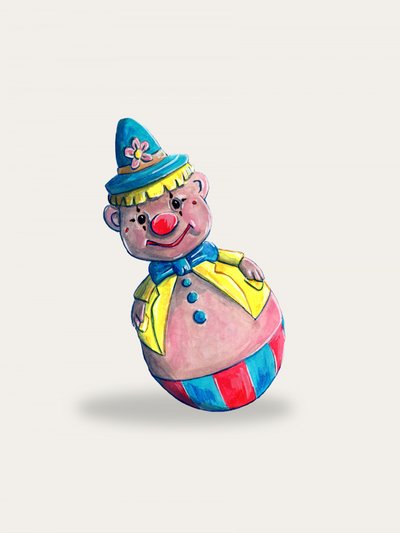 Happy Roly Poly Clown by Renee Machan Cottagecore Artist