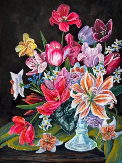 Vibrant Floral Bouquet by Renee Machan Cottagecore Artist