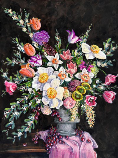 Vibrant Floral Still Life by Renee Machan Cottagecore Artist