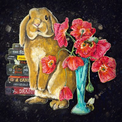 Whimsical Rabbit Poppies Books by Renee Machan Cottagecore Artist