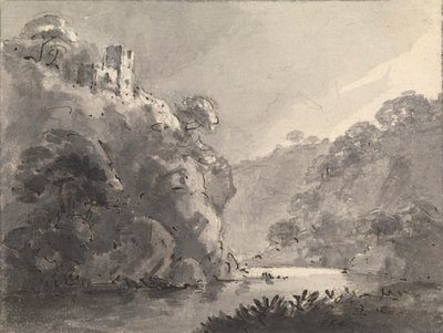 Landscape with Castle on a Hill at Left by Rev. William Gilpin