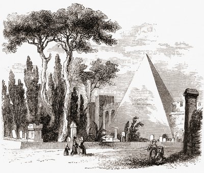 The Protestant Cemetery and The Pyramid of Cestius, Rome, Italy in the Late 19th Century by Reverend Samuel Manning