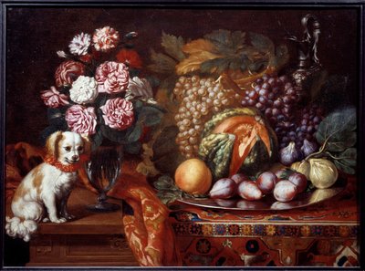 Still Life with Dwarf Spaniel by Reynaud Levieux