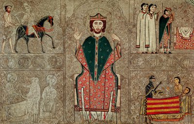 Altar frontal from the Church of Saint Martin, Chia, Spain, depicting Saint Martin of Tours and four scenes from his life by Ribagorça Workshop Johannes Pintor