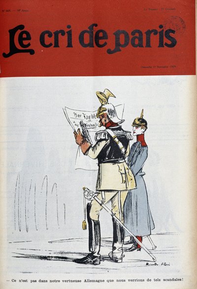 Emperor of Germany reading a newspaper denouncing scandals, by Florès - cover of 