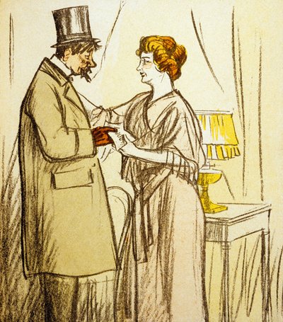 Prostitution: Client Paying a Prostitute, Drawing by Ricardo Flores from "L
