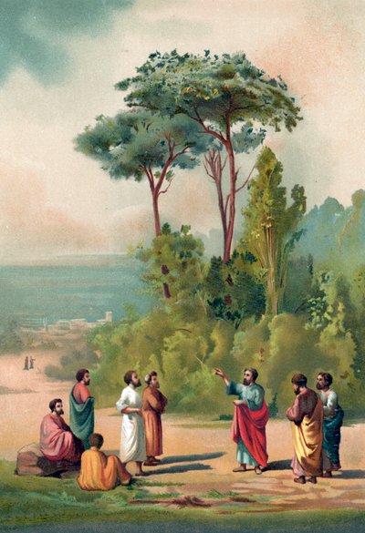 Plato and his disciples in the gardens of the Academia by Ricardo Marti