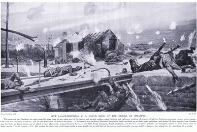 How Lance Corporal C.A. Jarvis Blew Up a Bridge at Jemappes near Mons and Won the VC, August 1914 by Richard Caton Woodville junior