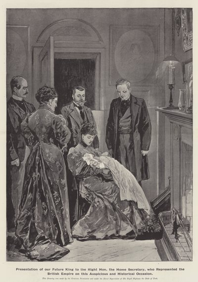 Presentation of our Future King to the Right Honourable the Home Secretary, who represented the British Empire on this Auspicious and Historical Occasion by Richard Caton Woodville junior