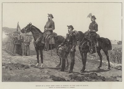 Review of a Swiss Army Corps at Horgen, on the Lake of Zurich by Richard Caton Woodville junior
