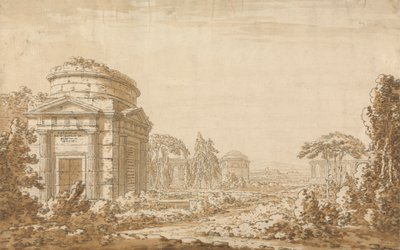 Classical Italian Landscape with Temples and a Ruined Aqueduct by Richard Cooper the Younger