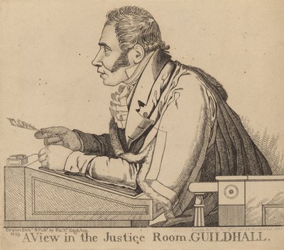 Sir Matthew Wood; A view in the Justice Room, Guildhall by Richard Dighton