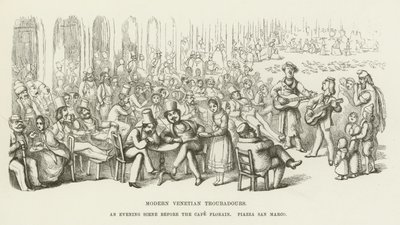 Modern Venetian Troubadours, an Evening Scene Before the Cafe Florian, Piazza San Marco by Richard Doyle