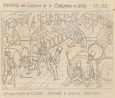 The Wine Vaults at the Docks, Showing a Party Tasting by Richard Doyle