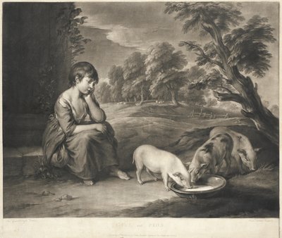 Girl and Pigs by Richard Earlom