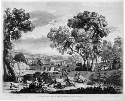 Pastoral Landscape with River and Bridge by Richard Earlom