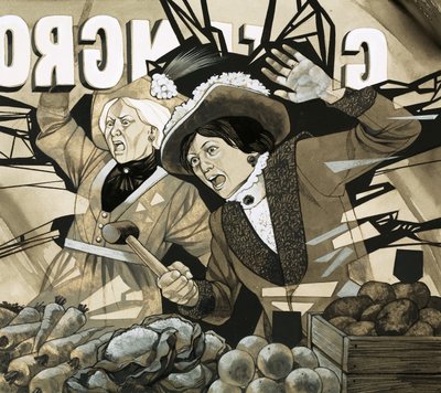 Unidentified Scene with Angry Women Attacking a Green Grocer