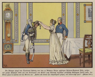 Queen Louise of Prussia Awarding Lieutenant Hellwig the Order Pour la Merite, Memel by Richard Knotel