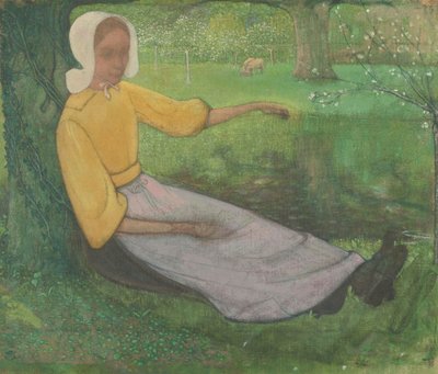Woman of Huizen Sitting Under a Tree by Richard Nicolaus Holst Roland