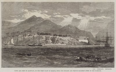 Town and Fort of Acapulco, on the West Coast of Mexico, with the English and French Squadron Lying in the Harbour by Richard Principal Leitch