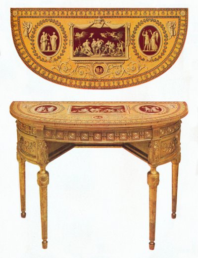 One of a Pair of Adam Side-Tables, the Top Painted in the Manner of Pergolesi by Robert Adam