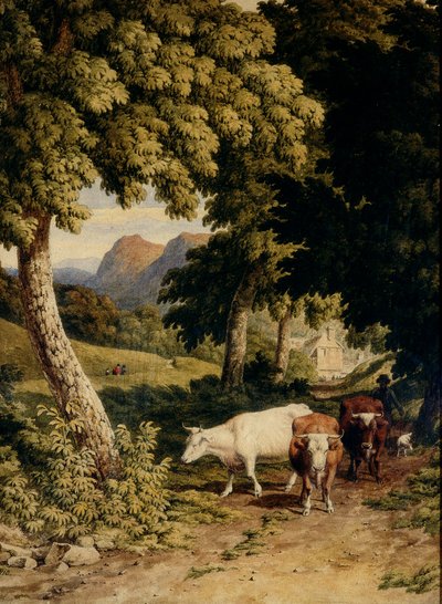 Landscape with Cattle and Herdsman, 1810 by Robert Hills