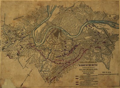 Chattanooga: A Chart of the Battle Between the Forces of Generals Grant and Braxton Bragg, Fought November 24-25, 1863 by Robert Knox Sneden