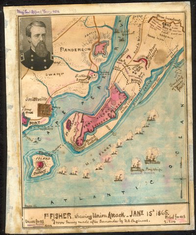 Fort Fisher Showing Union Attack, January 15th 1865 by Robert Knox Sneden