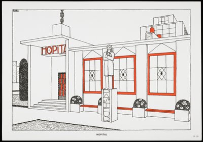 Hospital, from Une Cite Moderne, Dessins de Rob Mallet-Stevens Architecte by Robert Mallet Stevens