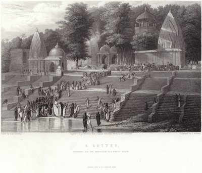 A Suttee, preparing for the immolation of a hindoo widow by Robert Melville Grindlay