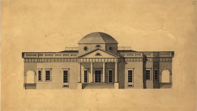 Monticello: 2nd version west elevation, recto by Robert Mills