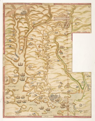 A coloured chart of Plymouth Harbour, and of the country up to Tavistock; drawn possibly by Robert Spry by Robert Spry