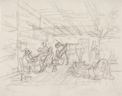 Interior Sketch with Portrait of Merchant Julin by Robert Wilhelm Ekman