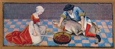 November - slaughtering the pig, 15th century, 1939 by Robinet Testard