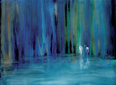 Egrets in Blue Forest by RodMacIver