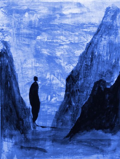 Lone Figure Blue Mountains by RodMacIver
