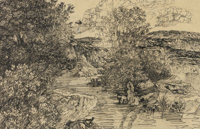 Bathers in a Brook by Rodolphe Bresdin