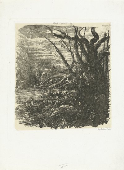 Mountain Landscape with Lake by Rodolphe Bresdin