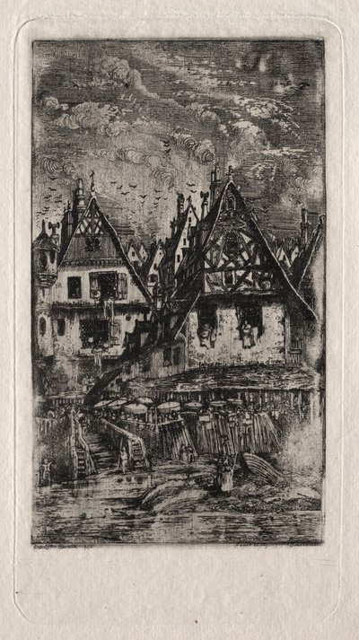 Marketplace with Parasols by Rodolphe Bresdin