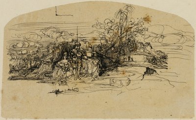 Rest with the Guard by Rodolphe Bresdin