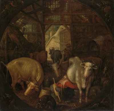 Cows in a Stable; Witches in the Four Corners by Roelandt Jacobsz. Savery