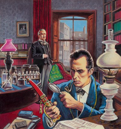 Sherlock Holmes in His Study by Roger (after) Payne