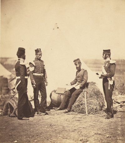 Capt. Walker 30th Regiment reading General Orders. by Roger Fenton