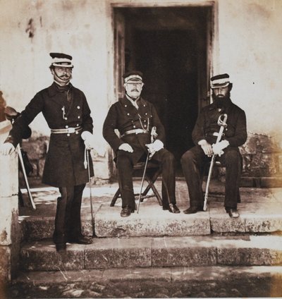 Major-General Henry Frederik Lockyer and Two of His Staff, from an Album of 52 Photographs Associated with the Crimean War by Roger Fenton