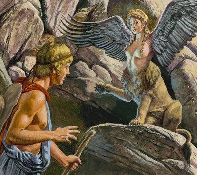 Oedipus Encountering the Sphinx by Roger Payne